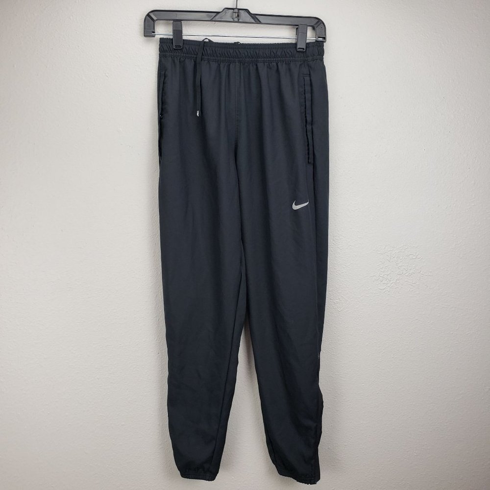 Nike Running Women's Size S Dri-Fit Solid Black Athletic‎ Jogger Pants Zip Ankle